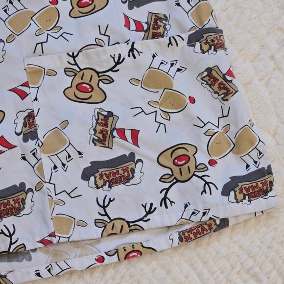 Reindeer Holiday Christmas Scrub top - Picture 2 of 5